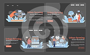 Urban farming set. Flat vector illustration