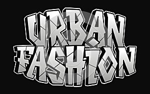 Urban fasshion word graffiti style letters.Vector hand drawn doodle cartoon logo illustration. Funny cool urban fasshion