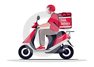 Urban food delivery semi flat RGB color vector illustration