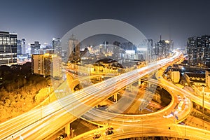 Urban grade separation bridge at night