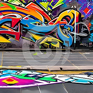 1190 Urban Graffiti Art: A textured and urban background featuring urban graffiti art with vibrant colors, graffiti tags, and an