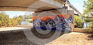Urban Graffiti under the railroad track bridge at San Clemente S