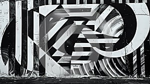 Urban Grit: Geometric Art in Monochrome./n