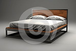 Urban Industrial Elegance: Metal and Wood Platform Bed