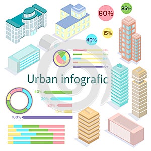 Urban infografic. Building at isometric view.