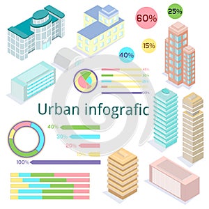 Urban infografic. Building at isometric view. photo