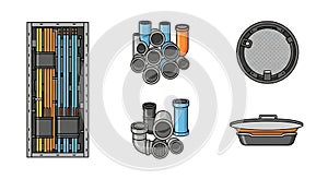 Urban Infrastructure Elements Vector Set