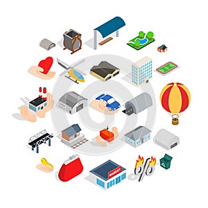 Urban infrastructure icons set, isometric style