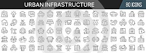 Urban infrastructure line icons collection. Big UI icon set in a flat design. Thin outline icons pack. Vector illustration EPS10