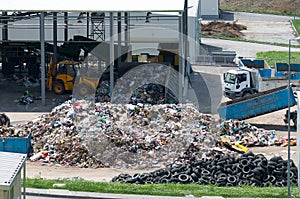 Urban landfill built under the program Environment with a grant from the European Union. Waste treatment plant depot.