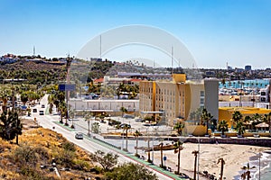 Urban landscape from aerial view of city of La Paz