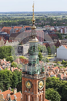 Urban landscape, aerial view of the old city of Gdansk, Poland