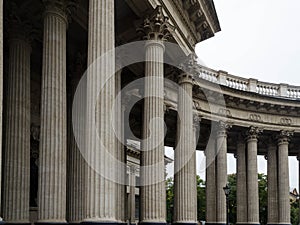 Urban landscape with columns of the cathedral