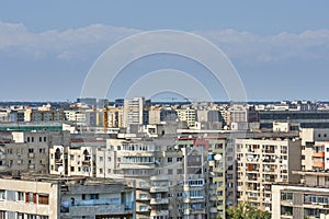 Urban landscape with communist buildings. photo