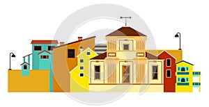 Urban landscape illustration. Vector isolated city buildings