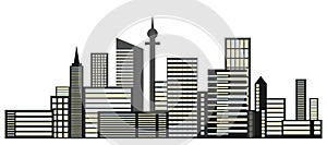 Urban landscape, isolated cityscape. Vector, cartoon illustration metropolis