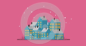 Urban landscape. Old city. Flat vector illustration