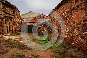 Urban landscape in one of of red cities of Spain Madriguera photo