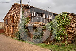 Urban landscape in one of of red cities of Spain Madriguera photo