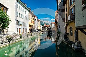 Urban landscape river,buildings and architecture of Annecy old town.