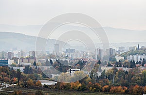 Urban landscape from the Slovakian mountains - autumn cityscape