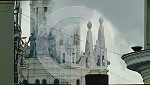 Urban landscape with smoke