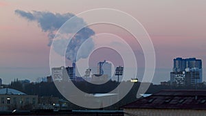 Urban landscape with smoke