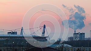 Urban landscape with smoke