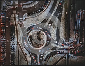 urban landscape view of traffic jams at the roundabout