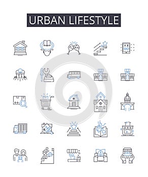 Urban lifestyle line icons collection. Unity, Integration, Harmony, Consolidation, Synergy, Fusion, Amalgamation vector