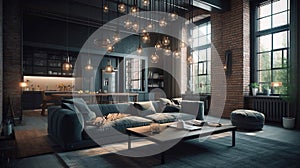 Urban Loft Style Living Room Contemporary Interior Background