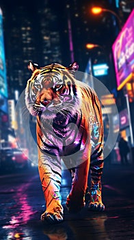 Urban Majesty: A Magnificent Tiger Strolling Through America\'s Streets