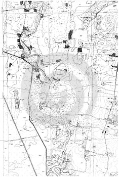 Urban map with landshaft and isohypses