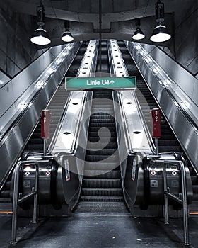 Urban metro station stairs,