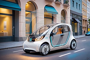 Urban Mini Electric Car, Advanced Eco Technology, AI Generated