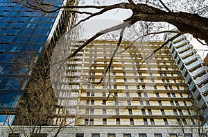 Urban Montreal scene of new condos in the Quartier des Spectacles