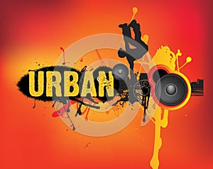 Urban music dance on orange