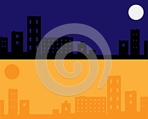 Urban night and day background - vector