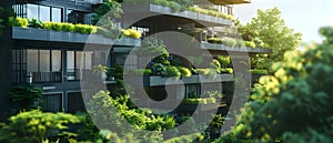 Urban Oasis: Green Living in a Modern Apartment Haven. Concept Green Living, Modern Apartment,