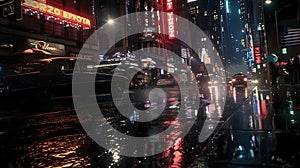 Urban Oasis: Nightlife in the Rain./n