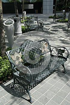Urban park bench photo