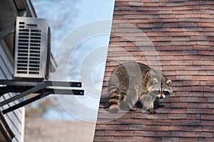 Urban Raccoon On Roof in Toronto, Canada