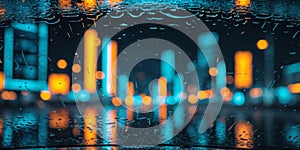 Urban Reflection on Car Windshield at Night