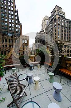 Urban rooftop terrace photo