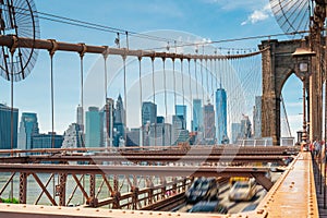 Urban Scene Brooklyn Bridge and Manhattan Skyline, New York City