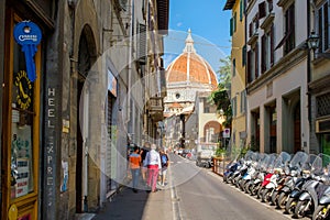 Urban scene in Florence with a view of the Basilica di Santa Maria del Fiore