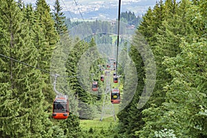 Urban scenery, view from cable car in Pilatus mountain