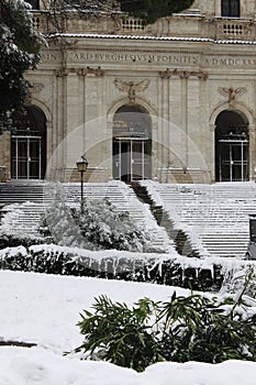 Urban scenic of Rome under snow