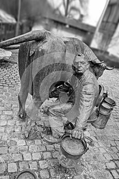 Urban sculpture of a farmer