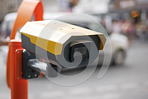 Urban security camera placements near vehicles captured in video footage